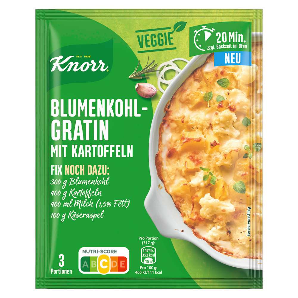 Knorr Fix-Würzmischung, Blumenkohl Auflauf mit Kartoffeln