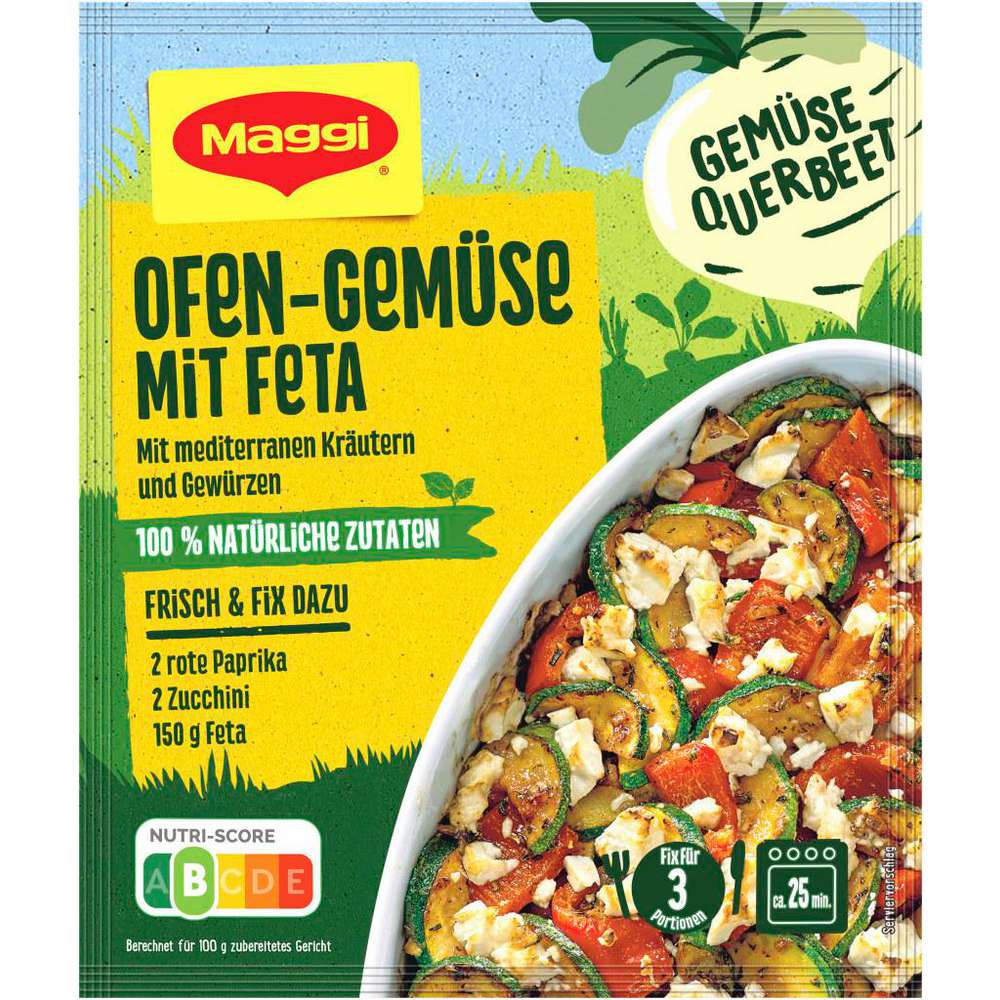 Maggi Seasoning mix, oven-baked vegetables with feta
