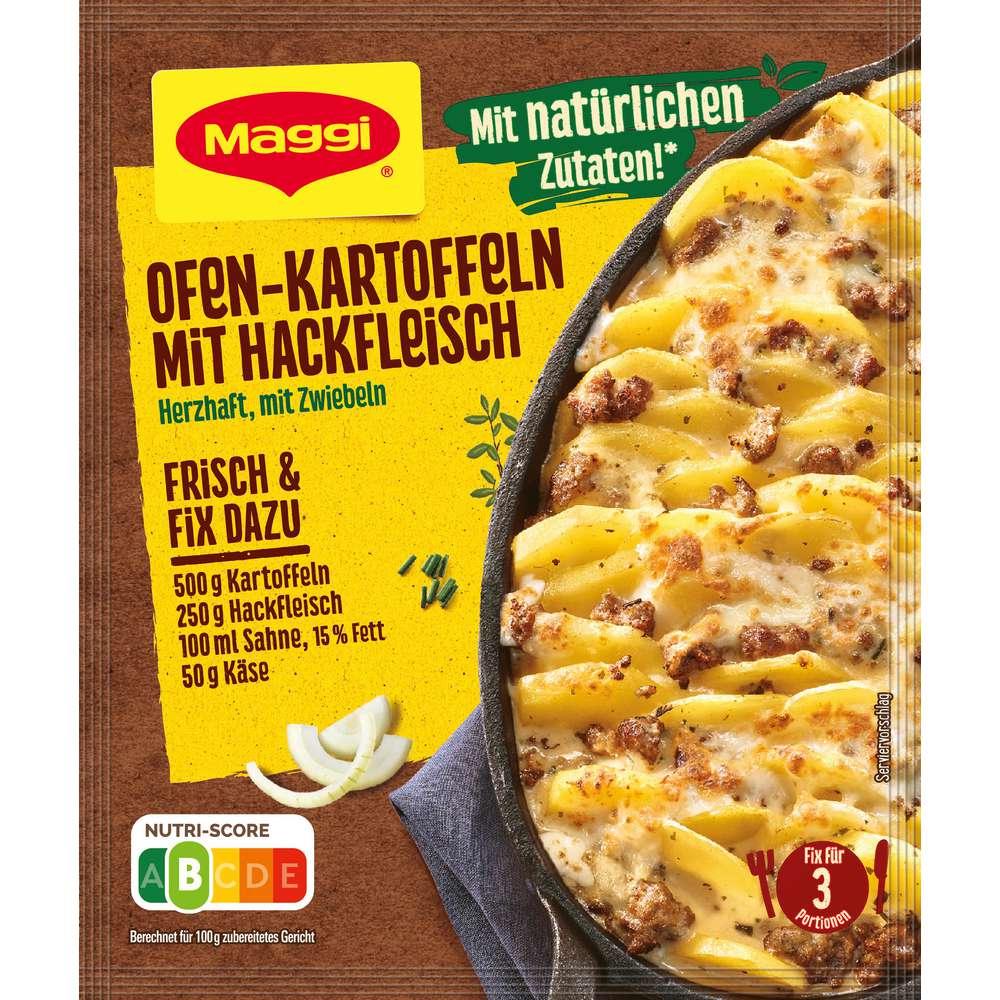 Maggi Fix seasoning mix, oven-baked potatoes with minced meat