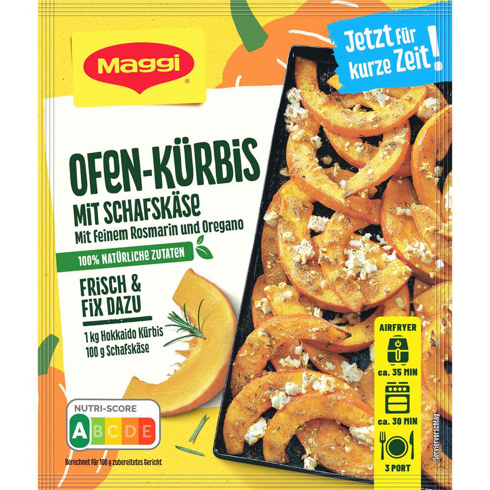 Fix seasoning mix, oven-baked pumpkin and feta cheese