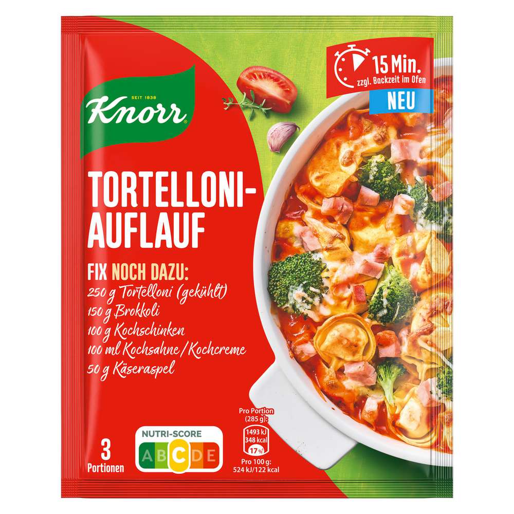 Knorr Fix-Würzmischung, Tortellini Auflauf