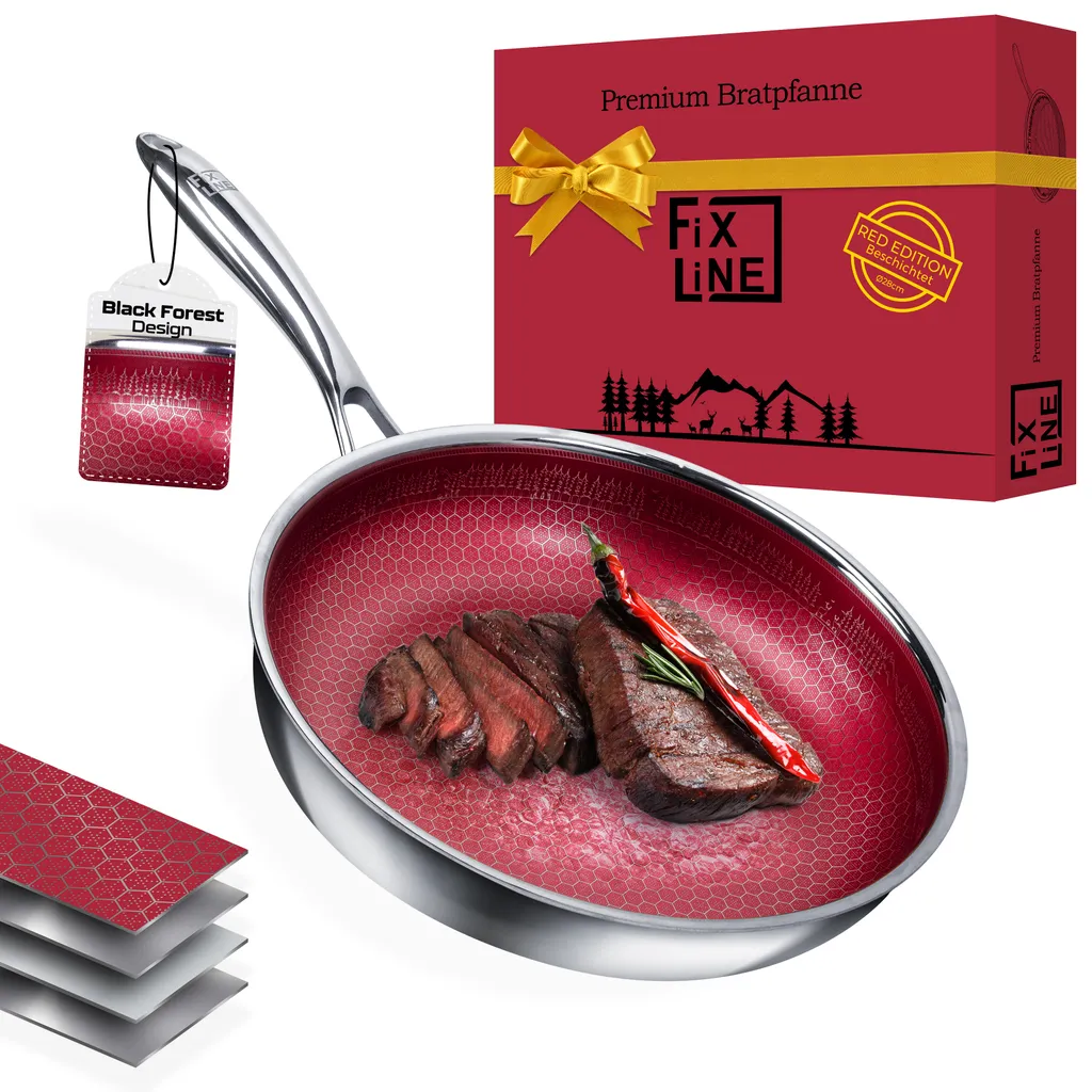 Fixline frying pan Ø28cm honeycomb design red
