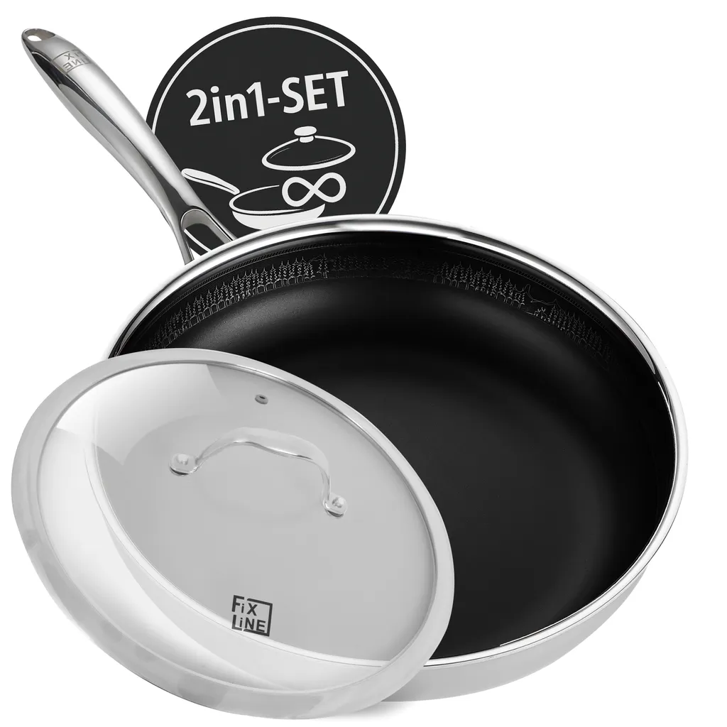 FIXLINE® Frying Pan & Premium Glass Lid 28cm - Robust ceramic coating - Suitable for all hob types including induction - Oven safe - Ideal set
