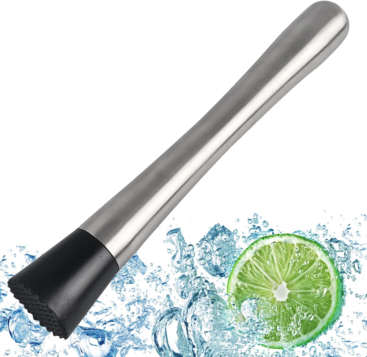 KHstylehoo 25 cm Stainless Steel Muddler Cocktail, Ice Crusher, Cocktail Accessories, Cocktail Pestle for Cocktail, Lime Press Bar Muddler, Cocktail Pestle for Debugging Delicious Cocktails, Drinks and Juices