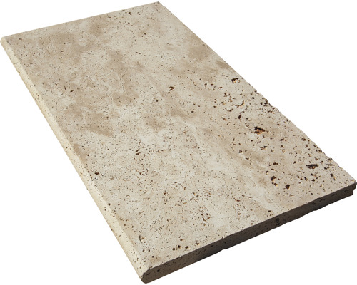 FLAIRSTONE pool border pool edge stone Roma element straight beige 1 long side rounded 61x35x3 cm