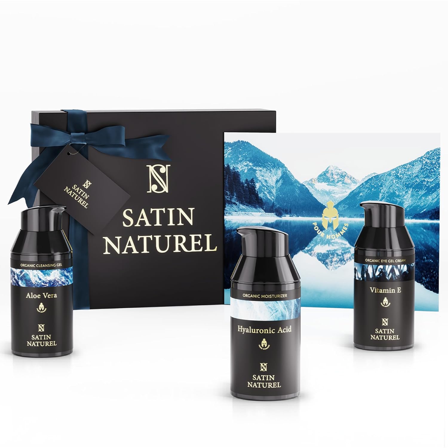 SatinNaturel Organic Gifts for Men - Gift Set Men with Face Cream Men + Eye Cream + Face Cleansing - Skincare Advent Calendar - Christmas Gifts for Men - Men\'s Gifts - Satin Natural