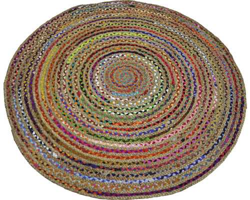 Hornbach Fleckerl carpet with colorful fabric around Ø 120 cm