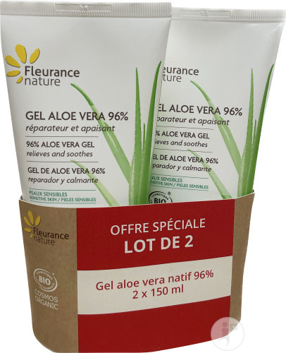 Fleurance Nature Aloe Vera Gel 96% Repairing and Soothing Tubes 2x150ml