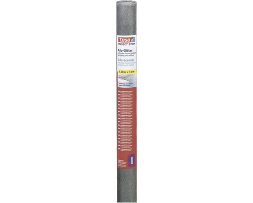 Fly screen aluminum replacement roll for windows tesa Insect Stop without drilling gray 120x100 cm