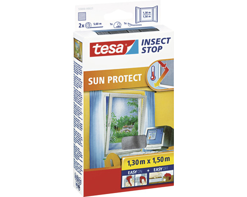 Fly screen for windows Sun Protect tesa Insect Stop no drilling anthracite 130x150 cm