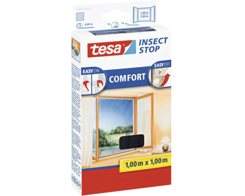 Fly screen for windows tesa Insect Stop Comfort without drilling anthracite 100x100 cm