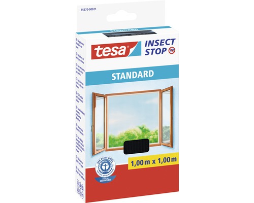 Fly screen for windows tesa Insect Stop Standard without drilling anthracite 100x100 cm
