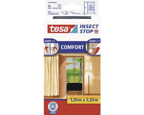 Fly screen for doors tesa Insect Stop Comfort no drilling anthracite 60x220 cm pack of 2