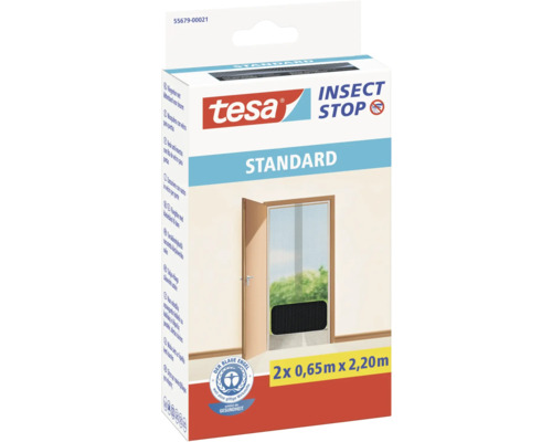 Fly screen for doors tesa Insect Stop Standard without drilling anthracite 65x220 cm pack of 2