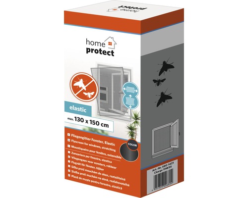 Fly screen home protect elastic for windows without drilling anthracite 130x150 cm