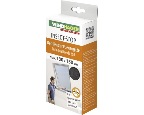 Windhager PLUS fly screen for roof windows without drilling, anthracite, 130x150 cm