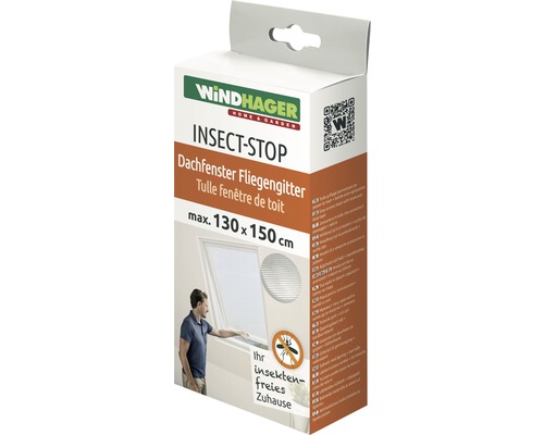 Windhager PLUS fly screen for roof windows without drilling, white, 130x150 cm