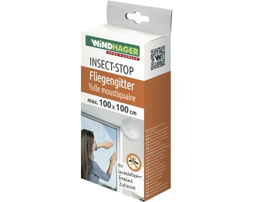 Windhager Standard PLUS fly screen for windows without drilling, white, 100x100 cm