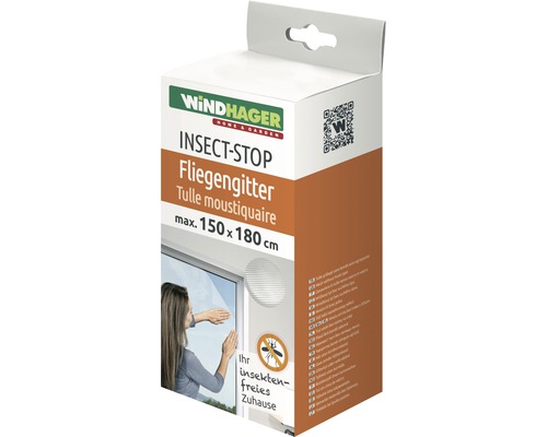 Windhager Standard PLUS fly screen for windows without drilling, white, 150x180 cm
