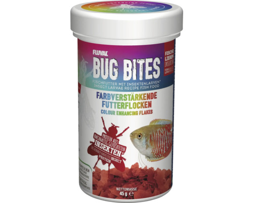 Fluval Bug Bites Colour Enhancing Flakes Aquarium Flakes 250 ml - Colour-enhancing food flakes with a high insect content