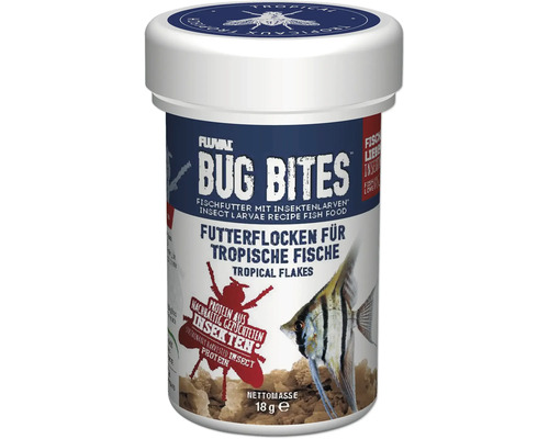 Fluval Bug Bites Tropical Flakes 100 ml aquarium flake food for tropical fish with a high insect content