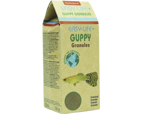 Flake food Easy Life Guppy granules staple food for all guppy and viviparous fish, packaging made of 100% paper 250 ml