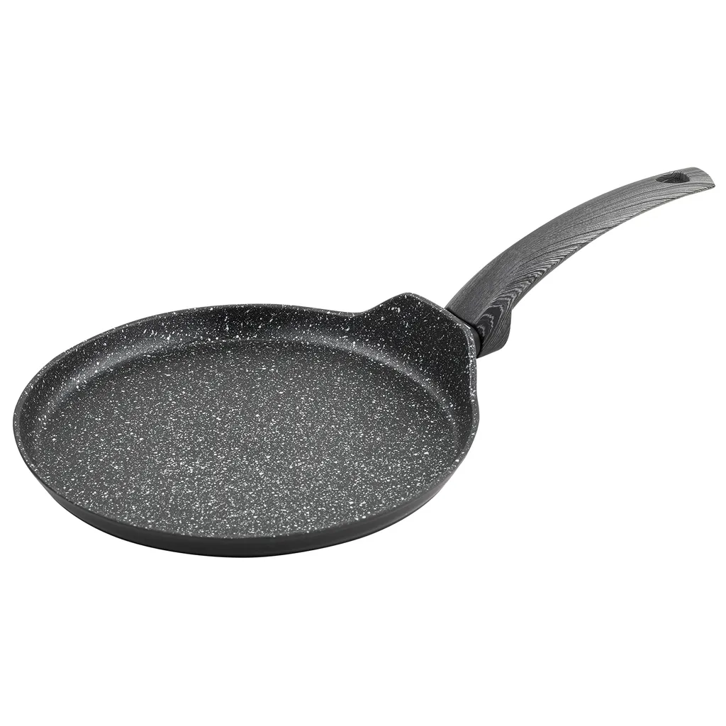 FLORINA - BONO Aluminum Pancake Pan I 25 cm Diameter I Induction Compatible I Non-Stick Frying Pan I Crepe Pan I Suitable for Induction, Gas and Electric Hobs (Black)
