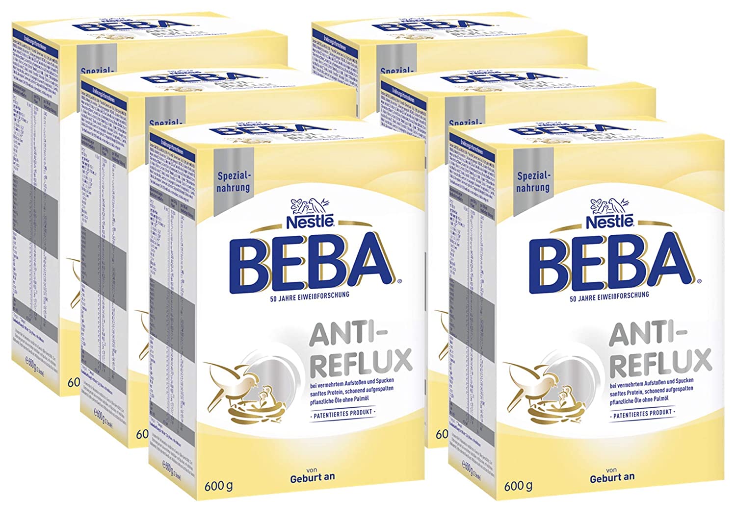 Nestlé BEBA AR, Anti-Reflux Spezialnahrung, Anfangsmilch, von Geburt an, 6er Pack (6 x 600 g)