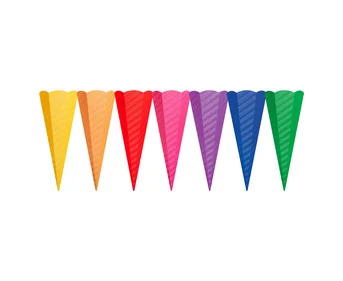 folia School Cone Blanks made of 3D Corrugated Cardboard, Set of 7, 7 Colors