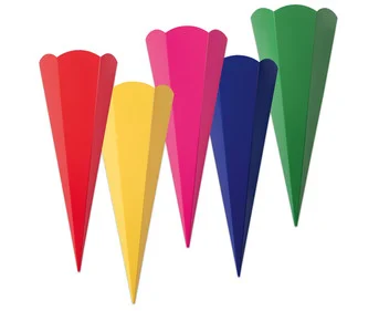 folia school cone blanks, assorted colors, set of 10, 5 colors