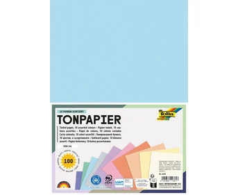 folia colored paper, pastel, 130 g/m², DIN A4, 100 sheets, 10 colors