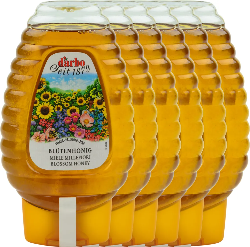 Food-United FLOWER HONEY natural 6x 500g dosing bottle from DARBO