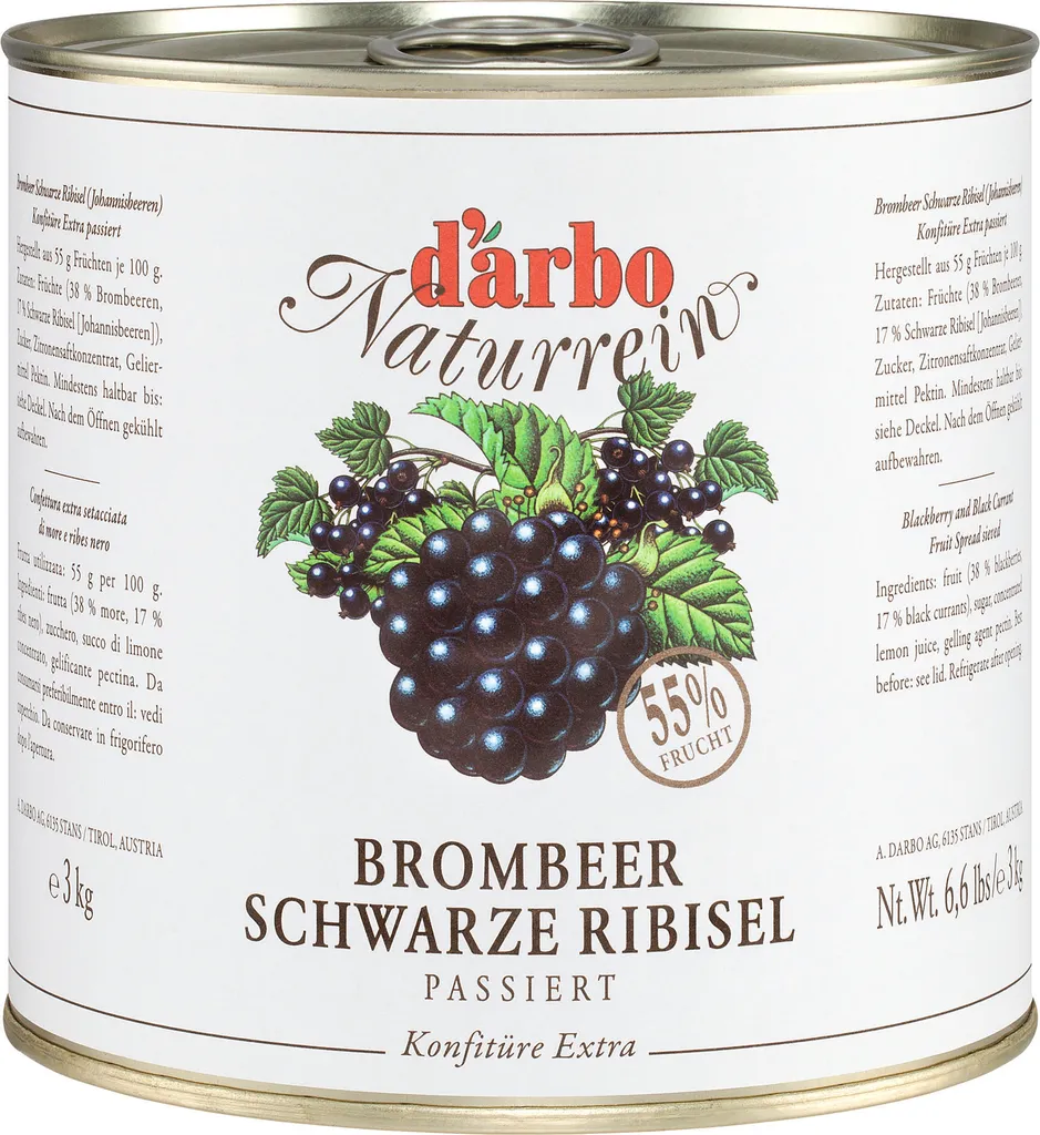 Food-United BLACKBERRY blackCURRANT JAM Extra 6x 3kg from DARBO