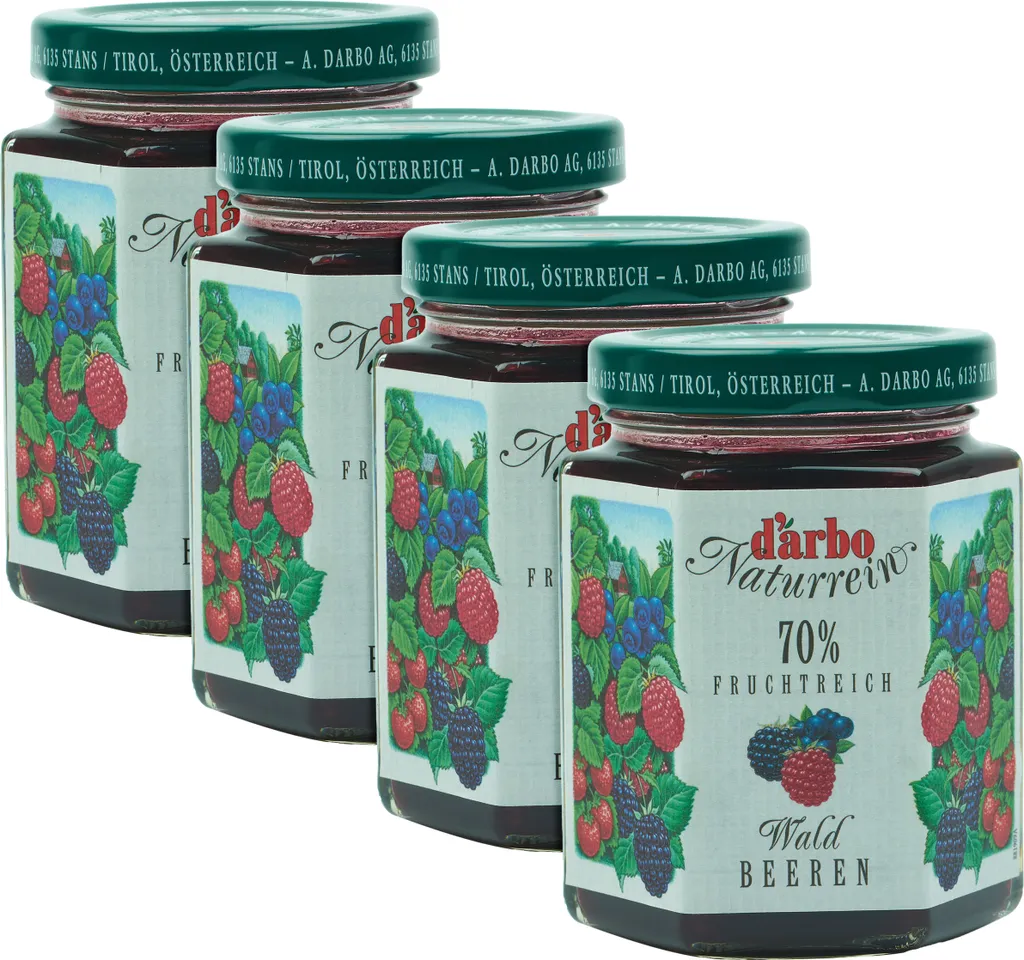 Food-United FRUIT SPREAD DARBO Wild Berries 2x 200g Jar Natural Wild Berry Fruity Fruit Spread Perfect for Bread and Rolls Cakes Tarts Breakfast Pastries Quark Porridge Puddings Ice Creams Fillings