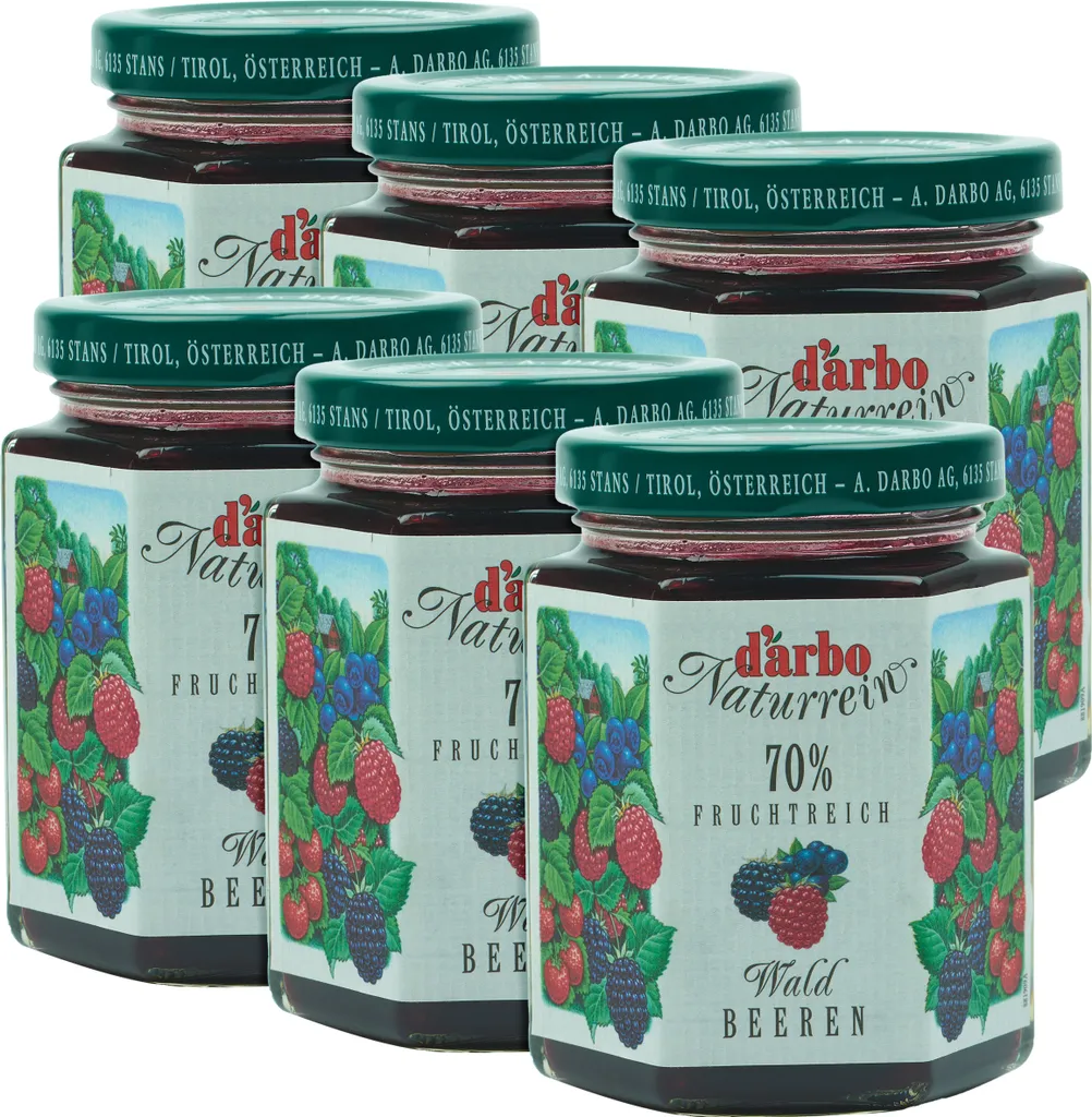 Food-United FRUIT SPREAD DARBO Wild Berries 6x 200g Jar Natural Wild Berry Fruity Fruit Spread Perfect for Bread and Rolls Cakes Tarts Breakfast Pastries Quark Porridge Puddings Ice Creams Fillings