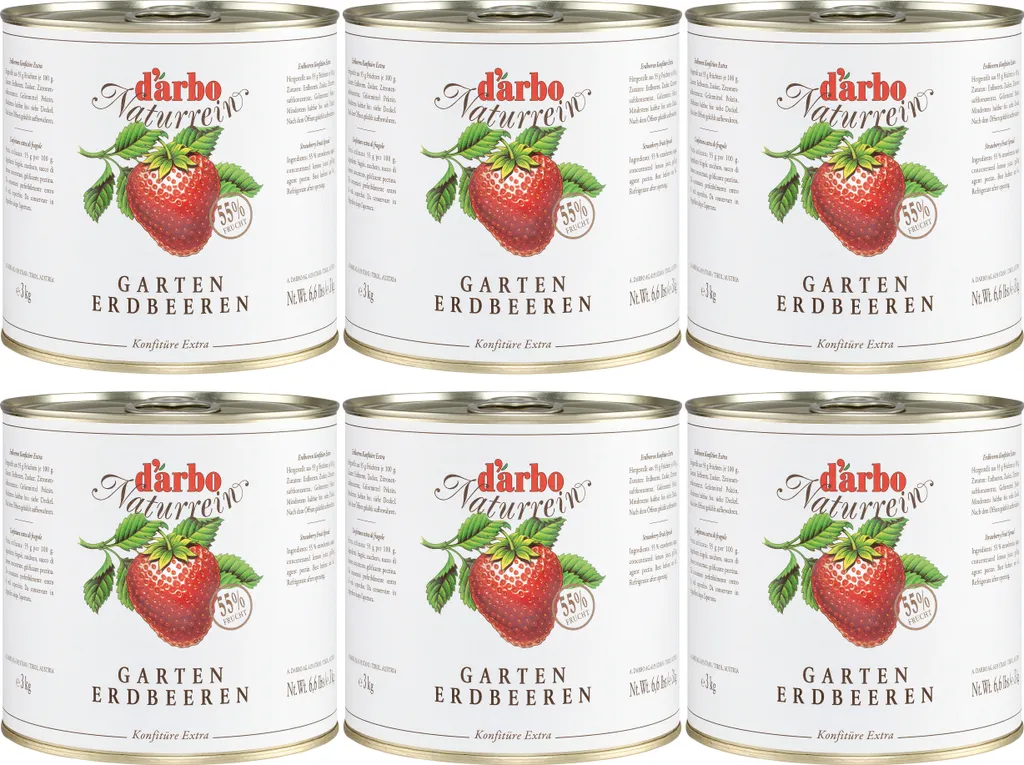 Food-United GARDEN STRAWBERRY JAM Extra Natural 6x 3kg can from DARBO