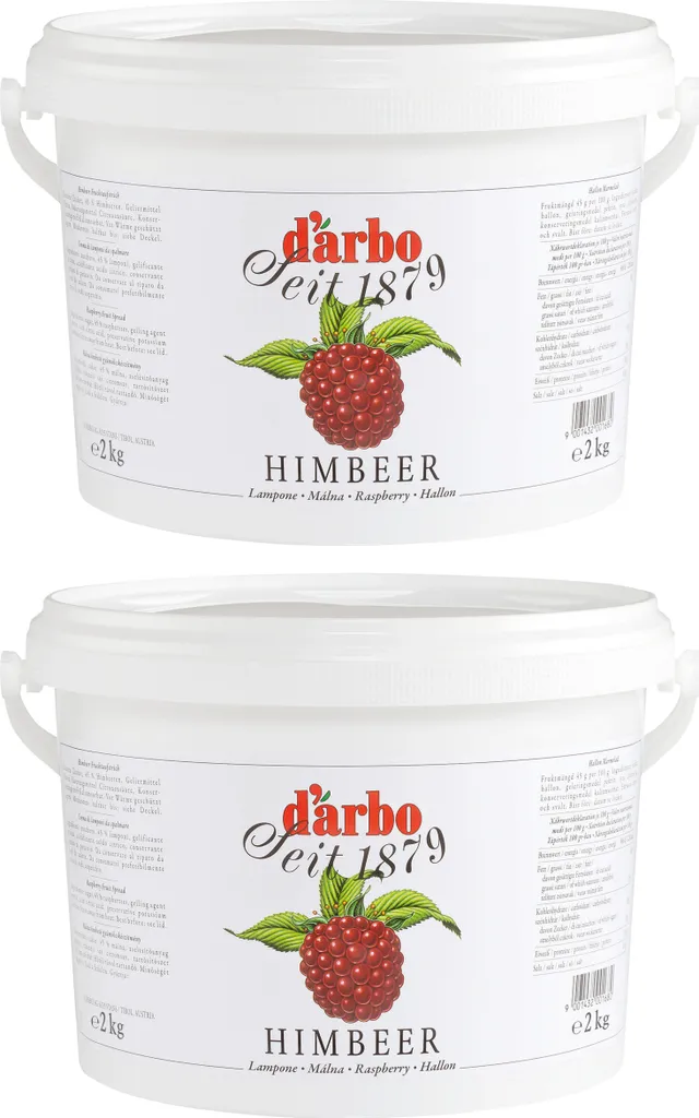 Food-United RASPBERRY FRUIT SPREAD 2x 2kg storage bucket from DARBO