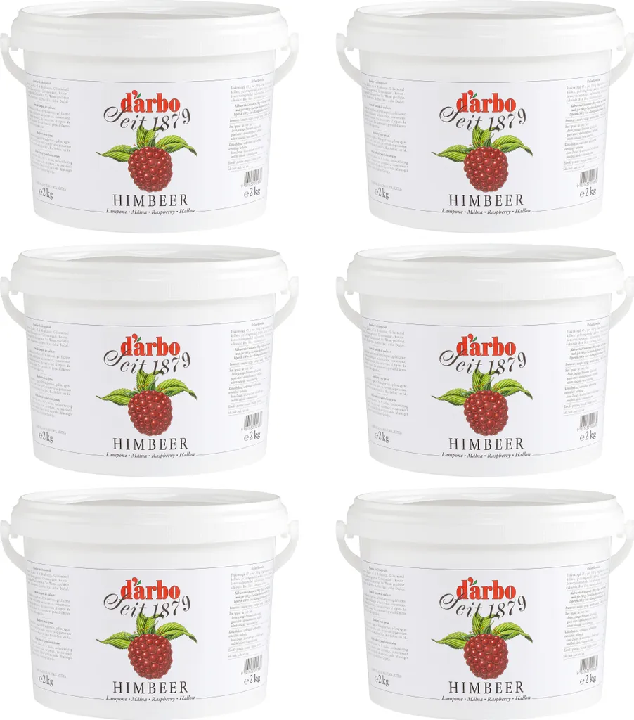 Food-United Raspberry Fruit Spread 6 x 2kg Storage Buckets from DARBO 12000g