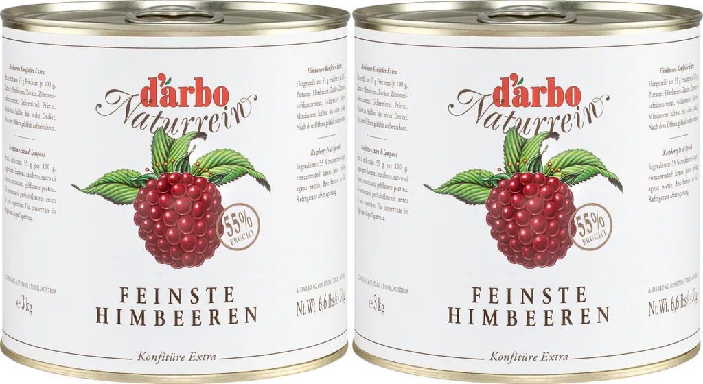 Food-United RASPBERRY JAM EXTRA NATURAL 2x 3kg can from DARBO