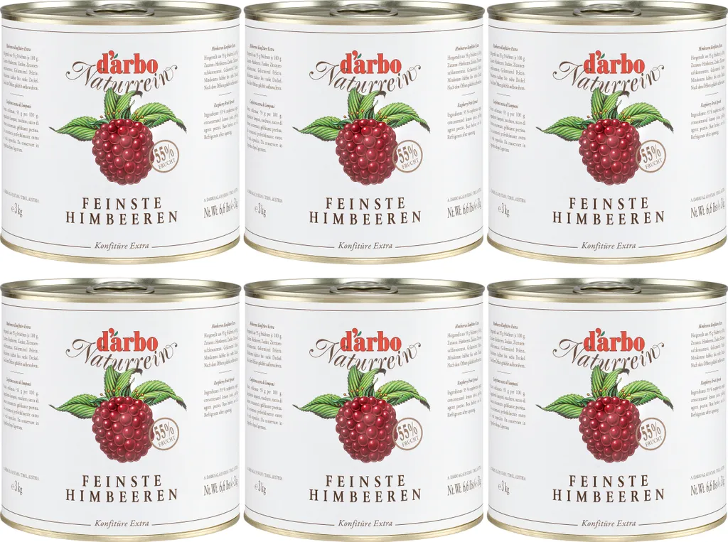 Food-United RASPBERRY JAM EXTRA NATURAL 6x 3kg can from DARBO