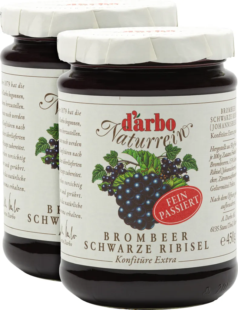 Food-United JAM EXTRA Blackberry-Currant Black Strained 2x 450g by DARBO Natural Blackberry Jam with Black Currants Perfect for Bread and Rolls Fillings Cakes Breakfast Puddings Pastries