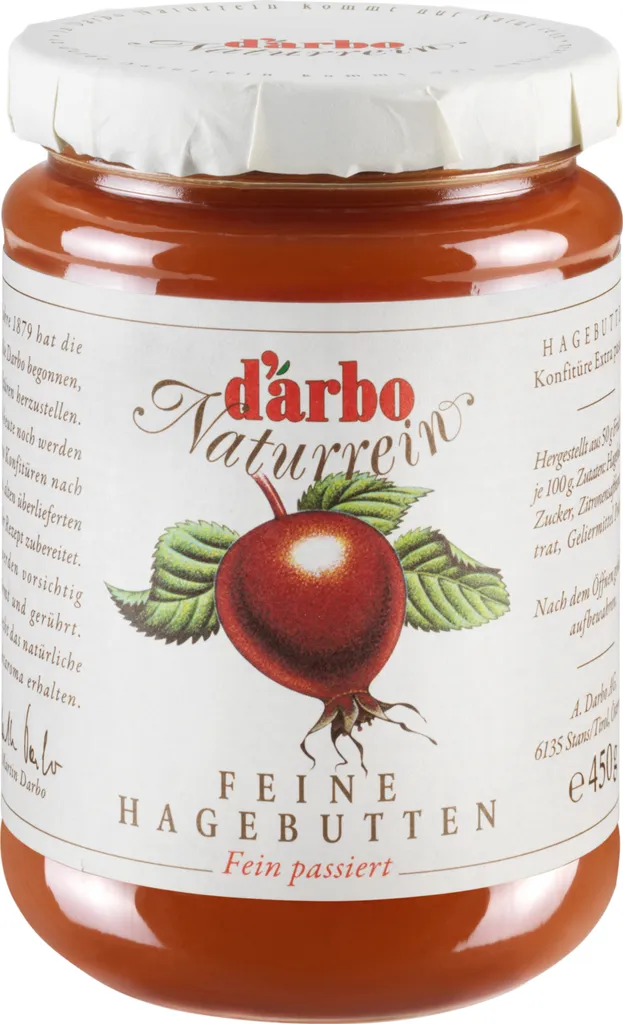 Food-United EXTRA JAM Rosehips 4x 450g from DARBO Natural rosehip jam fruity rosehip jam spread perfect for bread and rolls rosehip fillings cakes and as a side dish to game dishes roast beef