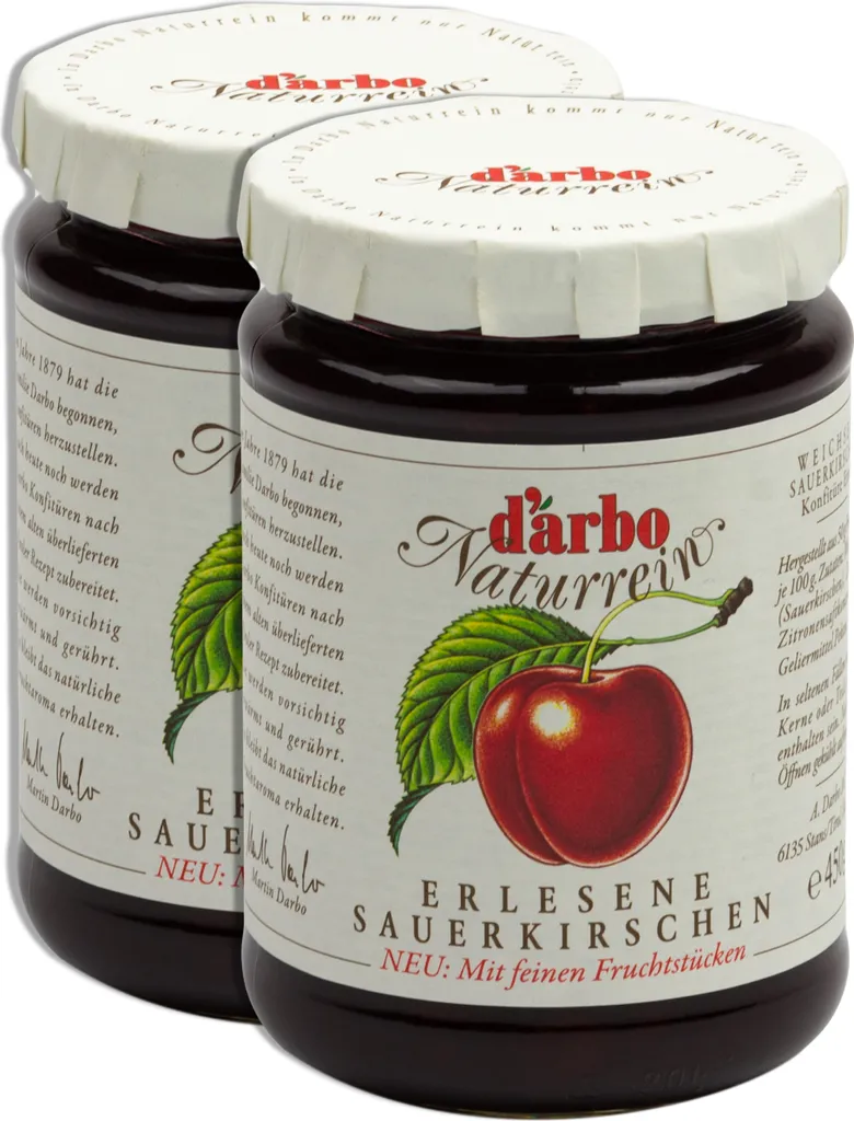 Food-United Extra Jam Sour Cherry-Sour Cherry 2 x 450g by DARBO Naturally fruity fruit spread, perfect for bread and rolls, breakfast, quark, porridge, puddings, ice creams, fillings, pastries, cherry cakes