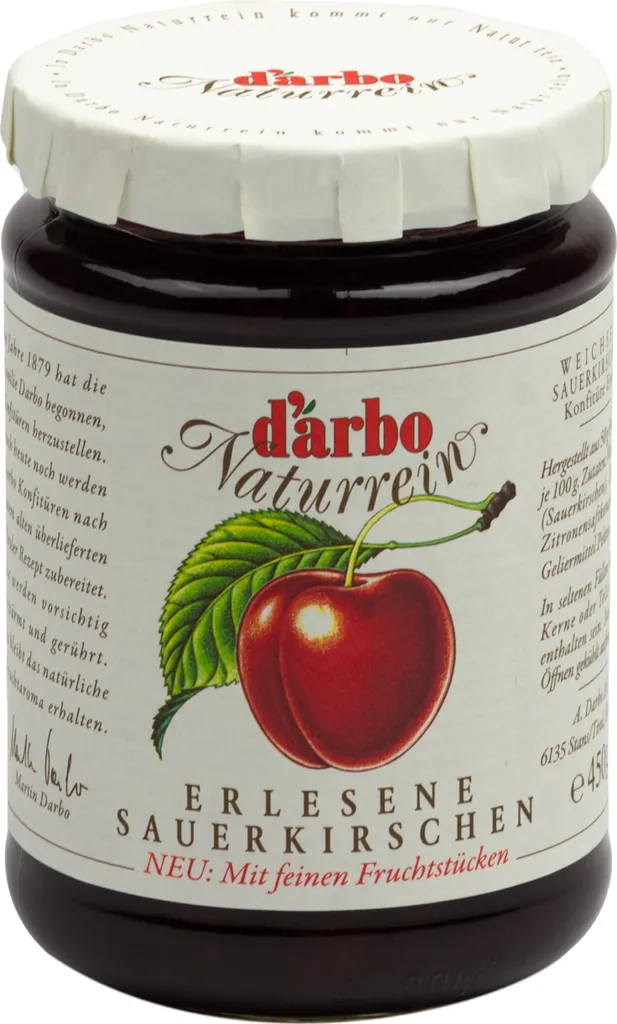 Food-United EXTRA JAM Sour Cherry-Sour Cherry 450g by DARBO Naturally fruity fruit spread perfect for bread and rolls, breakfast, quark, porridge, puddings, ice creams, fillings, pastries, cherry cakes