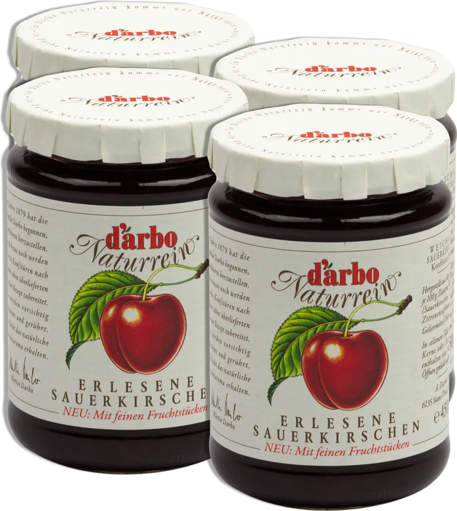 Food-United EXTRA JAM Sour Cherry-Sour Cherry 4x 450g by DARBO Naturally fruity fruit spread perfect for bread and rolls, breakfast, quark, porridge, puddings, ice creams, fillings, pastries, cherry cakes