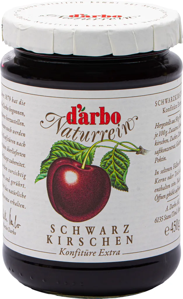 Food-United JAM EXTRA Black Cherry Jam 450g by DARBO Naturally pure cherry jam perfect for bread and rolls, breakfast, cherry cake, quark, porridge, puddings, ice creams, fillings, pastries