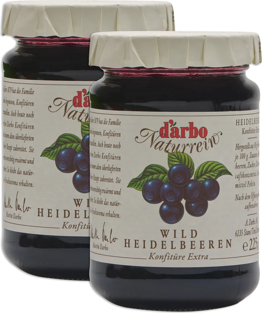 Food-United JAM EXTRA Single Wild Blueberries 2x 225g from DARBO Blueberry jam perfect for wild berry fillings, cakes, bread and rolls, breakfast, blackberry quark porridge, pudding