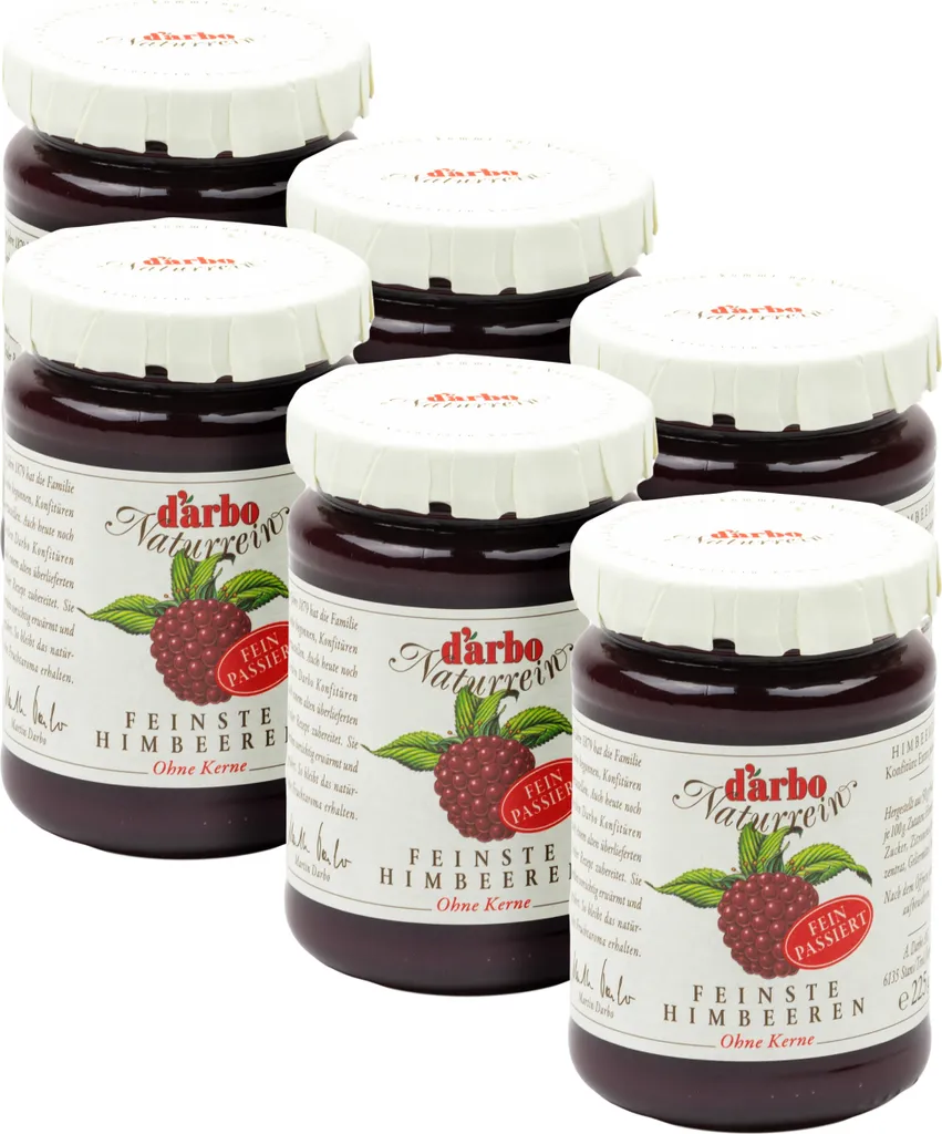 Food-United Jam Extra Singles Raspberry Finely Strained 6 x 225g from DARBO Raspberry Jam Fruity Raspberry Fruit Jam Perfect for Raspberry Fillings, Cakes, Breakfast, Single Breakfast, Bread and Rolls, Porridge, Puddings, Pastries