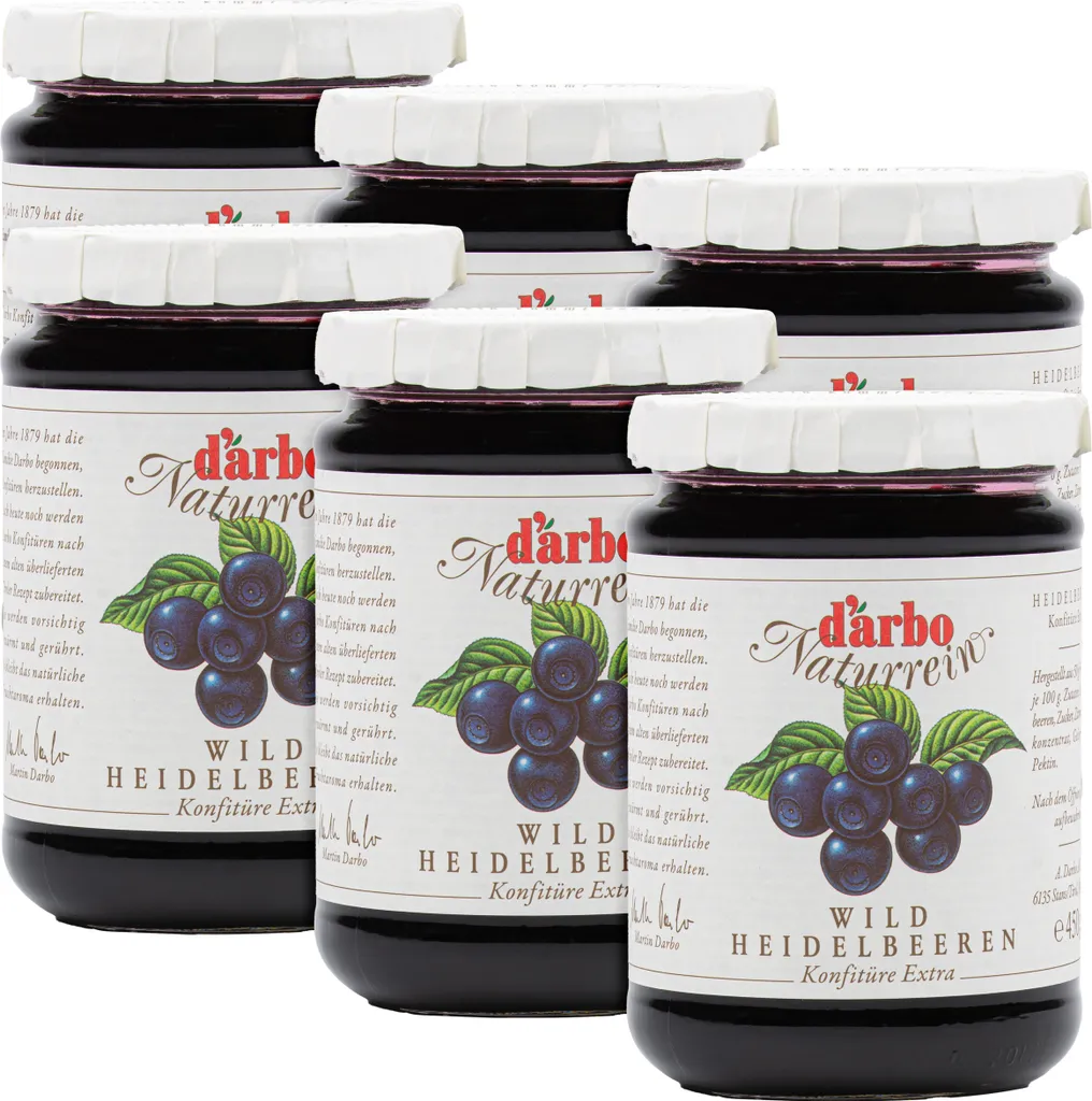 Food-United JAM EXTRA wild blueberries 6x 450g by DARBO Natural blueberry jam blueberries fruit jam perfect for bread and rolls wild berry fillings cakes breakfast blackberry quark porridge pudding ice cream pastries