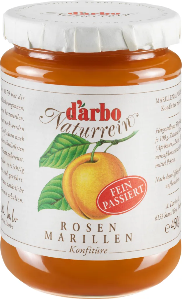 Food-United JAM Apricot jam finely strained 4x 450g from DARBO Naturally fruity apricot jam perfect for apricot cake bread and rolls breakfast quark porridge puddings ice cream fillings pastries
